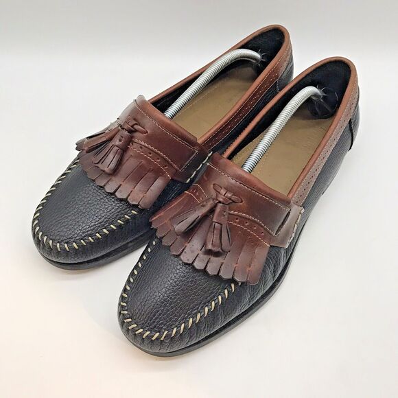 G.H. Bass Weejuns Michael Loafers Men's 12EE Brown Black Leather Kiltie Tassel - Picture 3 of 12